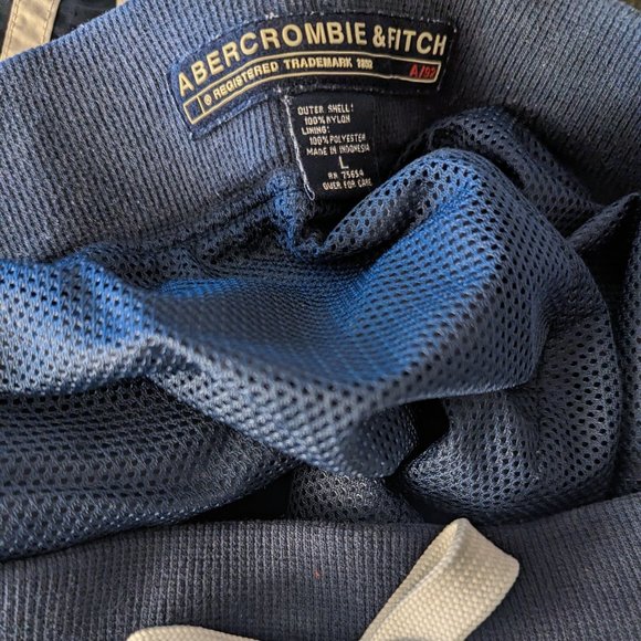 A&F Vintage 90s Men Size L Navy Blue Wind Track Pants Abercrombie & Fitch - Picture 11 of 17